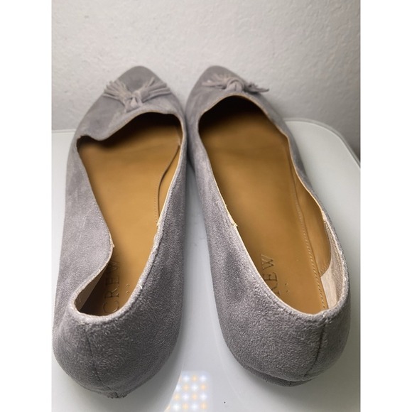 J Crew Biella Tassel Loafer 9.5 Gray Vegan Suede Pointed Toe - Picture 5 of 14